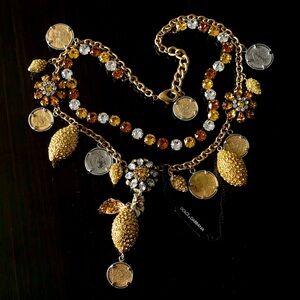 Dolce & Gabbana Embellished Coin Charm Necklace